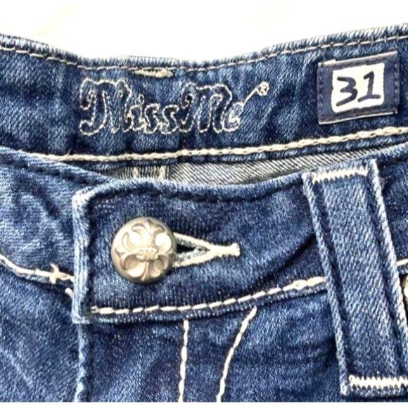Miss Me Womens Mid-Rise Straight Leg Denim Jeans Size 31 - Picture 2 of 6